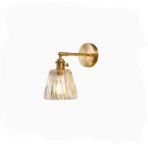 Nordic modern simple light luxury brass glass wall lamp Japanese retro living room bedroom headboard bathroom mirror headlight