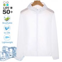 Herren-Sommermantel, leicht, Sonnenschutz, Eisseide, schnell trocknend, atmungsaktiv, mit Kapuze, Reißverschluss, Sonnenschutz