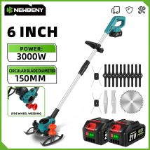 NEWBENY Tosaerba elettrico da 6" 3000W senza fili 90 °   Tagliaerba ad angolo regolabile che taglia l'utensile elettrico da giardino per batteria 21V 18V