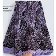 African Flocking Velvet Organza Lace Textured Mesh Tulle French Net Fabric with Sequins Glitters Nigeria Occasional Wear Garment
