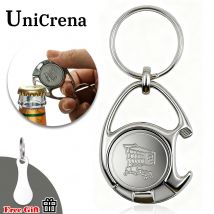 Unicrena Portachiavi Moneta 25 Cent con Apribottiglie – Supporto per Carrello della Spesa/Campeggio, Multiuso in Lega di Zinco (Antigraffio + Impermeabile)