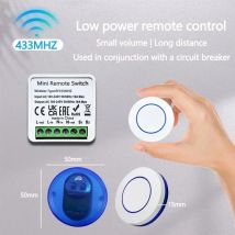 RF 433MHz Wireless Light Switch 16A Relay Receiver 2-Way Control Mini Round Button Panel Switch Remote Control Home LED Lamp