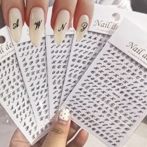 3D English Letters Nail Stickers A to Z Vintage Alphabet Nail Art Decorations Decals Self-Adhesive Slider Manicure Supplies DIY