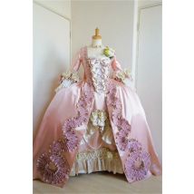 Rosa Lolita 18th Century Robe A La Francaise Schleife Perlenquaste Plissee Marie Antoinette Rokoko Ballkleid Viktorianisches Kleid Kostüm
