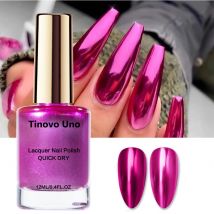 Tinovo Uno Metallic Nagellack mit Spiegeleffekt, Rose, Lila, Rot, Chrom, Nagellack, schnell trocknend, regelmäßiger Nagelwachstumsbehandlungslack