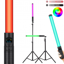50 cm 20 "RGB Palmare LED Video Light Bacchetta Stick Fotografia Luce con batteria ricaricabile incorporata 79" Treppiede Telecomando