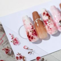 1 Stück 5d Rose Nagel Aufkleber hochwertige geprägte Aquarell Frühling selbst klebende rosa Rose Blume Nail Art Dekoration Aufkleber