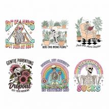 Skull Iron On Heat Transfer Sticker Clothing Plant Series Skull Thermals DTF Transfer Print Patch T Shirts DIY