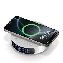 2-in-1 kabelloses Ladegerät, Wecker für iPhone 16 15 14 13 12 11 Pro Max/8, für Samsung S25/S23/S22/S21/S20/, Galaxy Bud