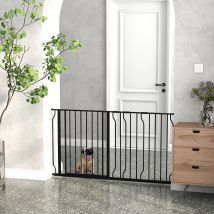 PawHut Barrera de Seguridad Extensible con 3 Extensiones 75-145x76 cm Negro