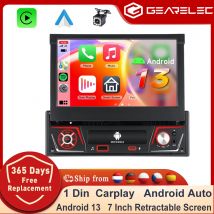 Radio samochodowe 1 Din Android 14 Carplay Android Auto 7 "IPS z wysuwanym ekranem Audio Stereo WIFI GPS FM RDS Samochodowy odtwarzacz wideo