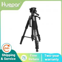 Treppiede per fotocamera da viaggio multifunzione Huepar Treppiede con livello laser regolabile da 56"/143 cm con testa panoramica girevole a 3 vie, con livella a bolla