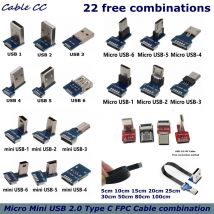 FFC Typ-C Mini-Micro-USB-Verlängerungsbandkabel 90 FPV Slim Flat Soft flexible FPC Charge FPV Brushless Handheld Gimbal Monitor