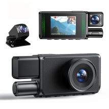 WIFI Dash Cam 4K Telecamera DVR per auto a 3 canali Registratore di guida per vista anteriore e posteriore con visione notturna 24 ore Monitor di parcheggio Registrazione in loop