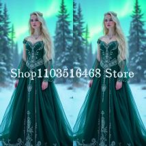 Vintage Smaragdgrüne viktorianische Abendkleider, elegantes trägerloses Korsett, Korsett, Tüllapplikationen, mittelalterliches Königin-Partykleid, individuell