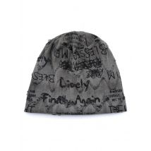 Letter Print Beanie Hat For Women Men Vintage Distressed Cracked Design ​Wasteland Style Warm Fleece-lined Skullis Beanie Winter