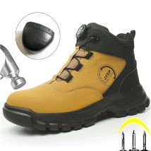 2026 Nuovo pulsante rotante Stivali da lavoro da uomo Stivali di sicurezza da uomo a prova di foratura Scarpe protettive Scarpe con punta in acciaio di sicurezza indistruttibili
