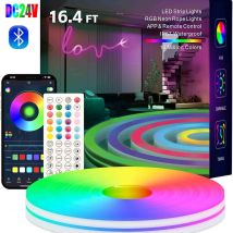 10M 20M 30M LED RGB Neon Flexible Light Strip DC 24V Smart Bluetooth APP Music Waterproof LED Light Strip Set For Swimming pool