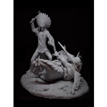 Resin soldier 1/24   Knights ancient  in battle with base Model Unassambled Unpainted  Figure Building Kit