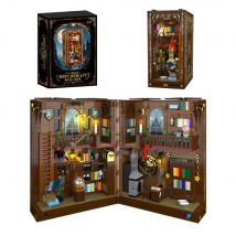MOC Magic Bookstore Book Stand Building Blocks Set Lounge Library Expandable With Light Toy For Children Birthday Holiday Gifts