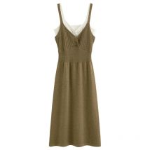 FSLE Women's Sleeveless Slip Dress Set 2025 Autumn Winter Knit Two Piece Outfit Relaxed Fit Loungewear Trendy Vest Strappy Dress