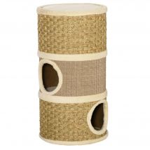 PawHut Barril de Rascado para Dormir y Jugar Cama Cómoda Poste Rascador de 3