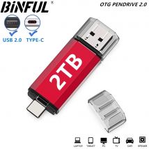 BINFUL 2NI1 TYPE-C USB 2.0 Pendrive 2TB 1TB 512GB Szybki pendrive z breloczkiem na klucze Kreatywny prezent biznesowy U d