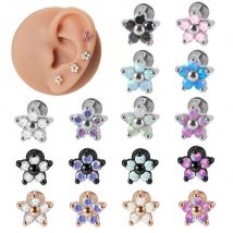 1PC Kristall Labret Monore Ringe Lippenpiercing Zirkon Opal Blume Knorpel Ohr Helix Ohrstecker Tragus Piercing