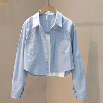 Frauen Frühling Sommer Lose Abgeschnitten Blusen 2025, Neue Lange Hülse Dünne Casual Mäntel Weiblichen Koreanischen Mode Streetwear Blusas Tops