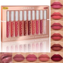 10 pezzi set di rossetti opachi lucidalabbra a lunga durata non sbiadisce tazza antiaderente impermeabile regalo squisito vacanza quotidiana universale