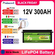 Aninerel LiFePO4 batería 12,8 V 304Ah 3.84Kwh 6000+ ciclos Bluetooth 12V 300Ah hogar Solar RV carrito de Golf batería de litio STOCK de la UE