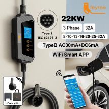 feyree 22KW 32A 3fase Type2 EV Caricatore Wi-Fi APP Controllo EVSE Scatola di ricarica portatile Stazione di ricarica per caricabatteria per auto elettrica