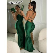 Ladies Summer Satin New Fashion Evening Party Dress Women Sleeveless Backless Bodycon Maxi Dresses Night Club Streetwear Outfits