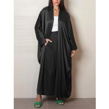 Fledermaus Ärmel bescheidene Kaftan schwarze Marine fort geschrittene Mode muslimische Dubai arabische Party Abaya Strickjacke Robe Corban Eid Al Adha stilvoll