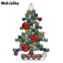 Wuli&baby Schöne Weihnachtsbaum-Broschen für Frauen, glänzende Strassbäume, Neujahrsblumen, Party-Brosche, Anstecknadeln, Geschenke