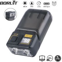 BORUiT 380LM drehbare EDC-LED-Taschenlampe, USB-C, wiederaufladbar, Schlüsselanhänger, Arbeitslicht, Taschenlampe mit Magnet, Leistungsanzeige, Camping-Laterne