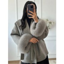 Tossy Cappotto di lana di pelliccia di volpe Cappotto corto da donna Office Lady Elegante cappotto di lana double face 2025 Nuove giacche cardigan di lana allentata