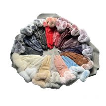 Autumn winter women's genuine leather gloves 100% real rex rabbit fur genuine sheepskin mittens black red blue pink