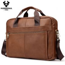 HUMERPAUL Briefcase for Men Genuine Leather Shoulder Messenger Bags Business Computer Bag for Work Travel Male Totes Bag Quality