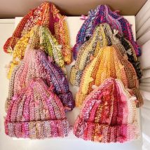 Nischenmütze im japanischen Stil mit farbigen Fransen aus Wolle für Damen, Herbst und Winter, japanischer warmer Gehörschutz, kontrastierende Strickmütze