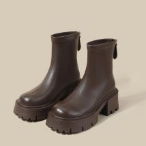 Vintage Winter Plattform Frauen Stiefeletten Mode Zurück Reißverschlüsse Starke Ferse Stretch Moderne Kurze Booties Prägnante Damen Schuhe