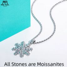 AnuJewel Moissanit-Schneeflocken-Halskette, 14 Karat vergoldet, Anhänger, 60 cm, geschichtetes Heavy-Metal, New Age-Hip-Hop-Schmuck für Männer und Frauen