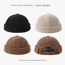 New Autumn Winte Solid Color Skull Beanie Cap Hip Hop Thick Warm Docker Sailor Bike Brimless Hats for Women Men Pumpkin Hat