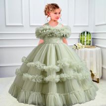 Sommer Mädchen Kleid Elegante Lange Brautjungfer Kinder Kleid Mädchen Geburtstag Party Kleid Pailletten Halloween Performance Bekleidung