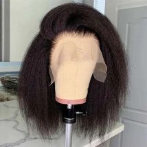 Kinky Straight Short 200 Density Bob Wig Human Hair Peruvian 13x4 Full Lace Frontal Wig For Women Yaki Straight Lace Front Wigs
