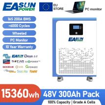 EASUN 48V 100AH 200AH 300AH Akumulator LiFePO4 15KWH Bateria Litowa 6000+ Cykli BMS Bluetooth Obsługa Serii/Paralel UE STOK