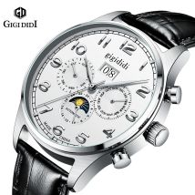 Gigididi Mechanische Uhr Herren Automatik Armbanduhr Mondphasenkalender Wasserdichte Uhr Seagull ST1661 Uhrwerk 24-Stunden-Uhren