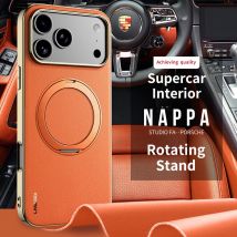 Magnetic Leather for Magsafe Case for iPhone 17 Pro Max Air 17Pro Ring Luxury Lens Protection Holder Phone Back Cover