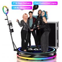 Supporto per selfie con cabina fotografica rotante a 360 gradi Personalizza gratuitamente il logo con telecomando per app con luce RGB per eventi di feste con custodia