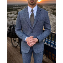 Britischer Retro-Herrenanzug, 2-teilig (Blazer + Weste + Hose), einreihige Anzugjacke, formelle Mode, Fischgrätenmuster, Hochzeit, Business